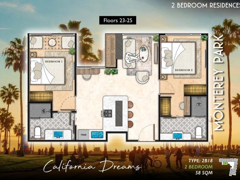Type 2 bed 58 sqm