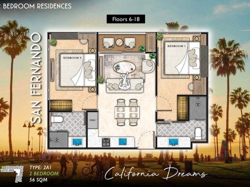 Type 2A1 2 bed 56 sqm