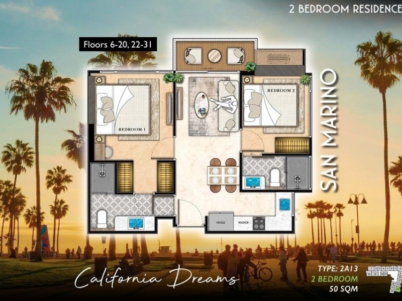 Type 2A13 2 bed 50 sqm