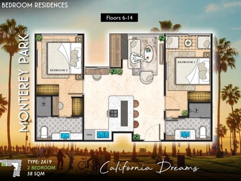 Type 2A19 2 bed 58 sqm