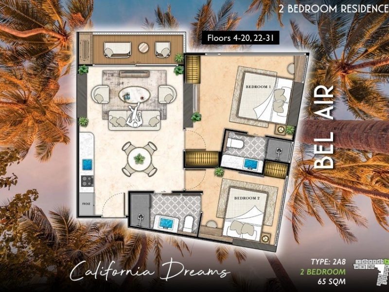 Type 2A8 2 bed 65 sqm