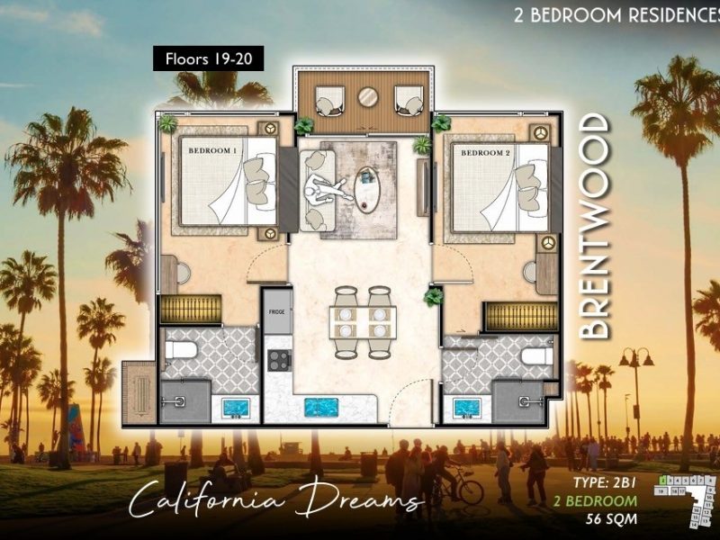Type 2B1 2 bed 56 sqm