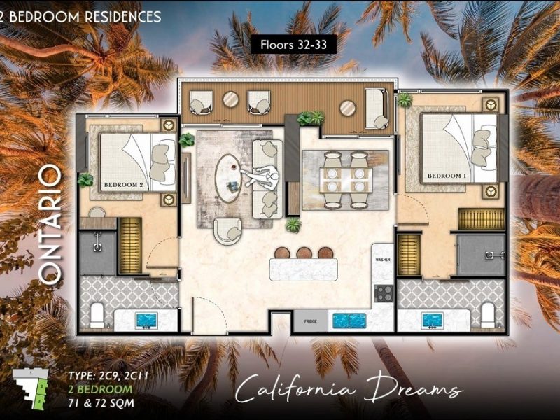 Type 2C9, 2C11 2 bed 71 and 72 sqm