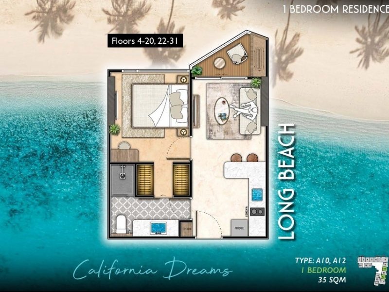 Type A10, A12 1 bed 35 sqm