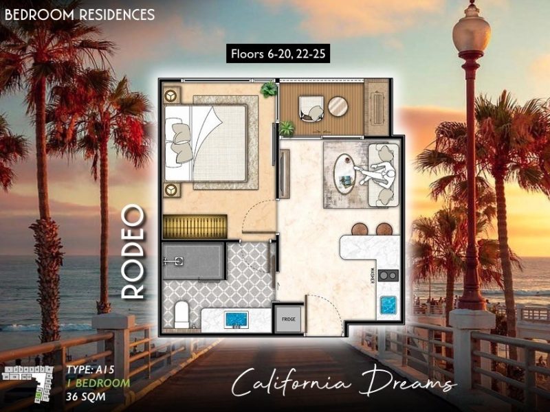 Type A15 1 bed 36 sqm