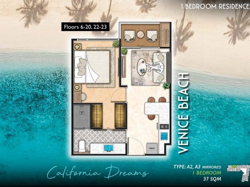 Type A2, A3 1 bed 37 sqm