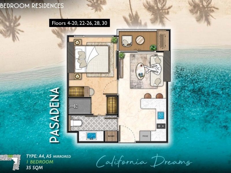 Type A4, A5 1 bed 35 sqm