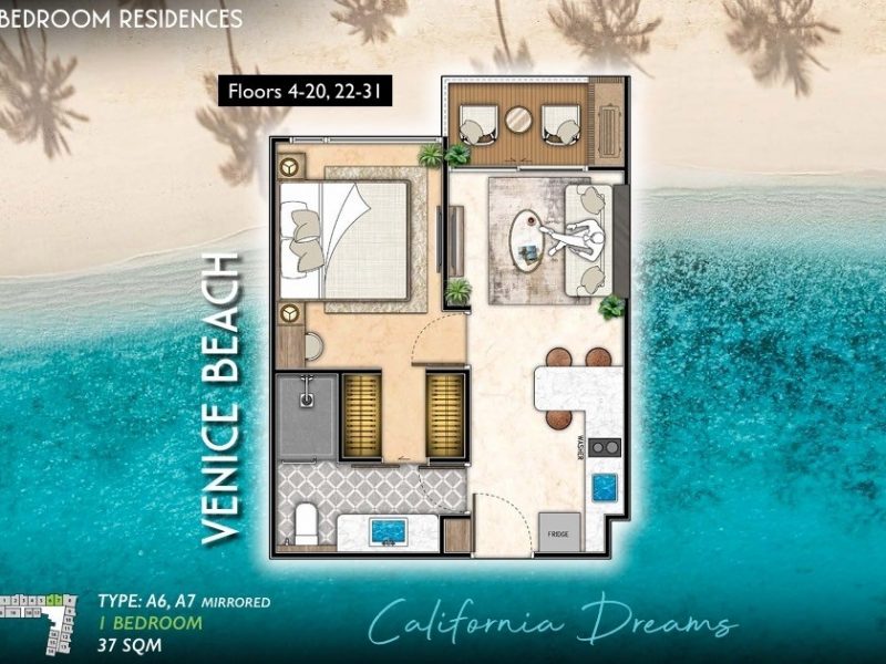 Type A6, A7 1 bed 37 sqm