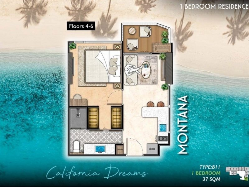 Type B11 1 bed 37 sqm