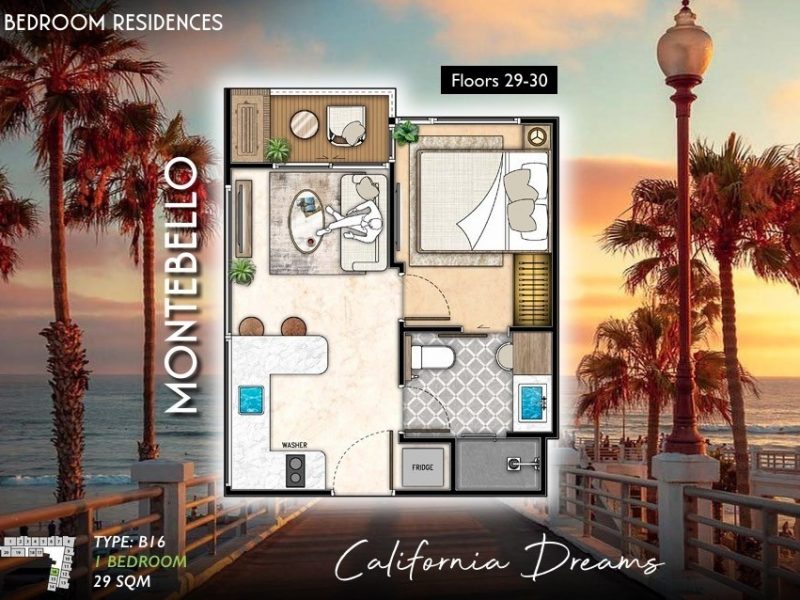 Type B16 1 bed 29 sqm