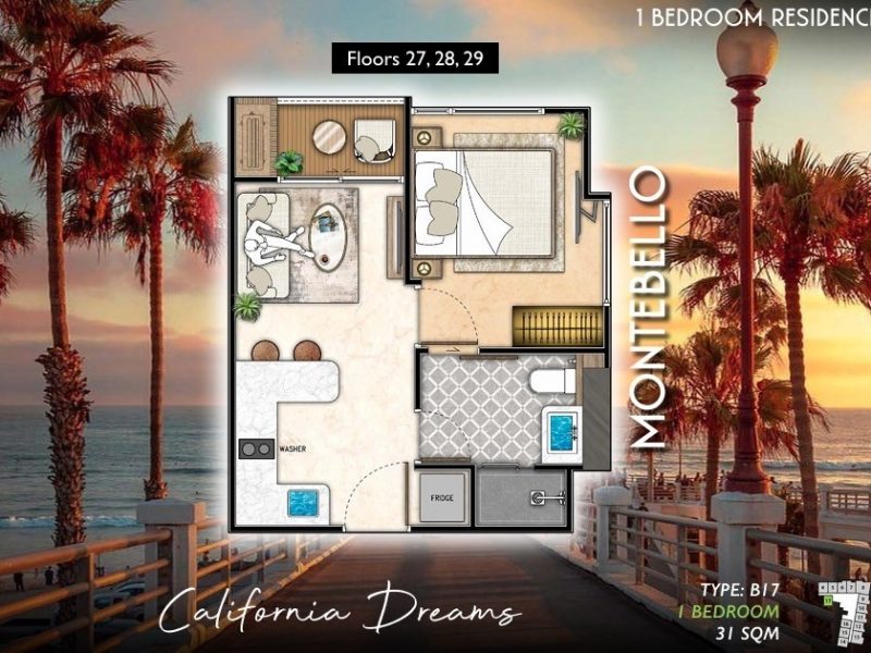 Type B17 1 bed 31 sqm