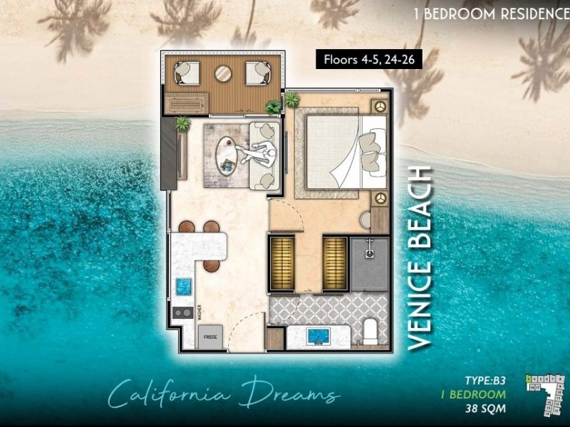 Type B3 1 bed 38 sqm
