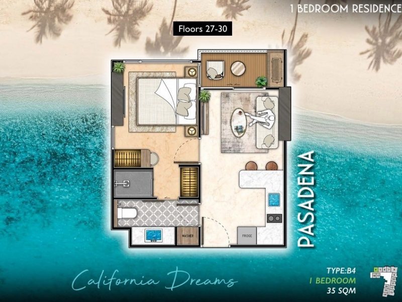 Type B4 1 bed 35 sqm